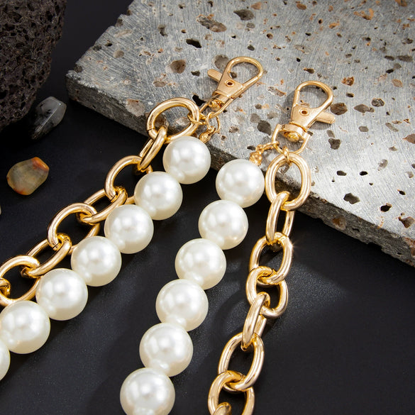 Men's Hiphop Metal Pants Chain With Large Pearl And Double Circle Design