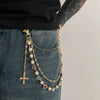Men's Hiphop Metal Pearl Floret Pants Chain Waist Chain Accessories