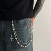 Men's Hiphop Metal Pearl Floret Pants Chain Waist Chain Accessories