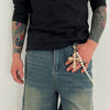 Men's Hiphop Metal Pearl Pants Chain With Cross Pendant Accessories