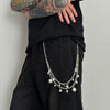 Men's Hiphop Metal Pearl Splicing Jeans Pendant Pants Chain Accessories