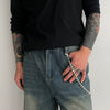 Men's Hiphop Metal Rivet Splicing Pants Chain Waist Chain