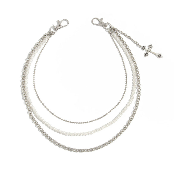 Men's Hiphop Metal Waist Chain With Cross Pendant