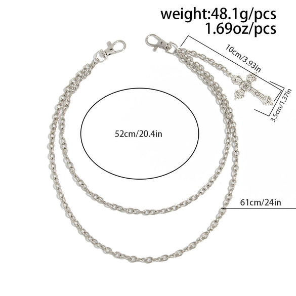 Men's Hiphop Metal Waist Chain With Cross Pendant