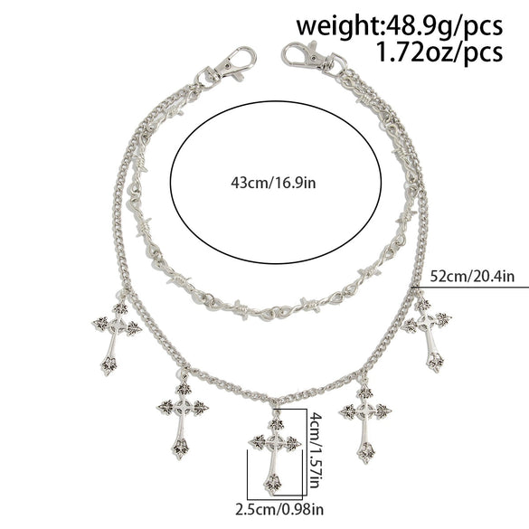 Men's Hiphop Metal Waist Chain With Cross Pendant