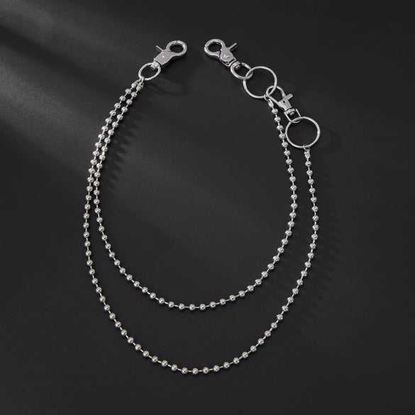 Men's Hiphop Metal Waist Chain With Double Circle Design