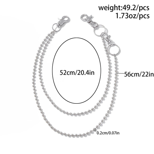 Men's Hiphop Metal Waist Chain With Double Circle Design