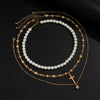 Men's Hiphop Niche Cross Necklace With Imitation Pearls And Alloy Pendant Geometric Pattern Handmade