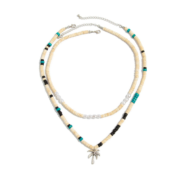 Men's Hiphop Niche Handmade Alloy Coconut Tree Pendant Clavicle Chain Jewelry With Geometric Pattern