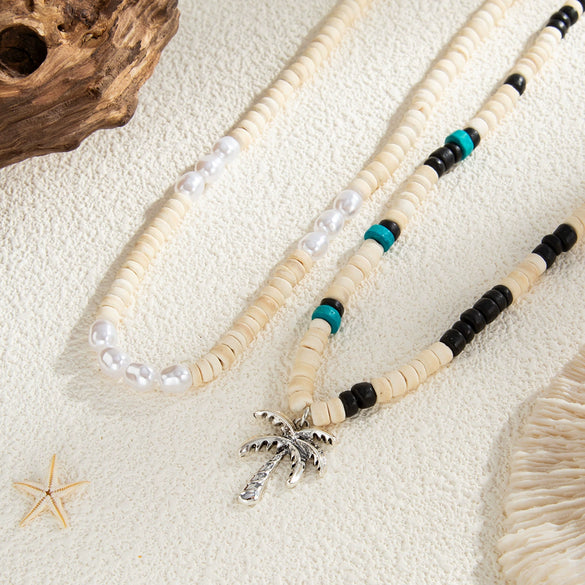 Men's Hiphop Niche Handmade Alloy Coconut Tree Pendant Clavicle Chain Jewelry With Geometric Pattern