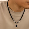 Men's Hiphop Niche Highend Simple Acrylic And Stainless Steel Geometric Handmade Beaded Necklace