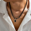 Men's Hiphop Niche Highend Simple Acrylic And Stainless Steel Geometric Handmade Beaded Necklace