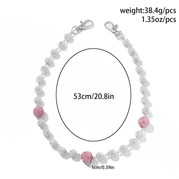 Men's Hiphop Niche Jeans Accessory Pendant Metal Purely Handmade Geometric Soft Clay Rhinestone Round Ball