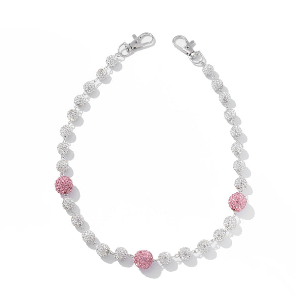 Men's Hiphop Niche Jeans Accessory Pendant Metal Purely Handmade Geometric Soft Clay Rhinestone Round Ball