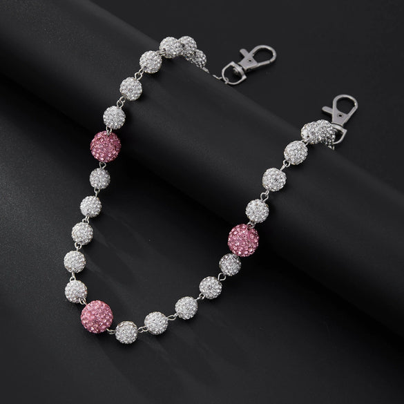 Men's Hiphop Niche Jeans Accessory Pendant Metal Purely Handmade Geometric Soft Clay Rhinestone Round Ball