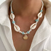 Men's Hiphop Niche Shell Necklace With Imitation Pearls And Geometric Pattern Handmade