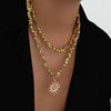 Men's Hiphop Niche Summer Alloy Geometric Pattern Handmade Sunflower Pendant Necklace