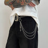 Men's Hiphop Punk Metal Chain Pants Chain Rock Jeans Waist Chain