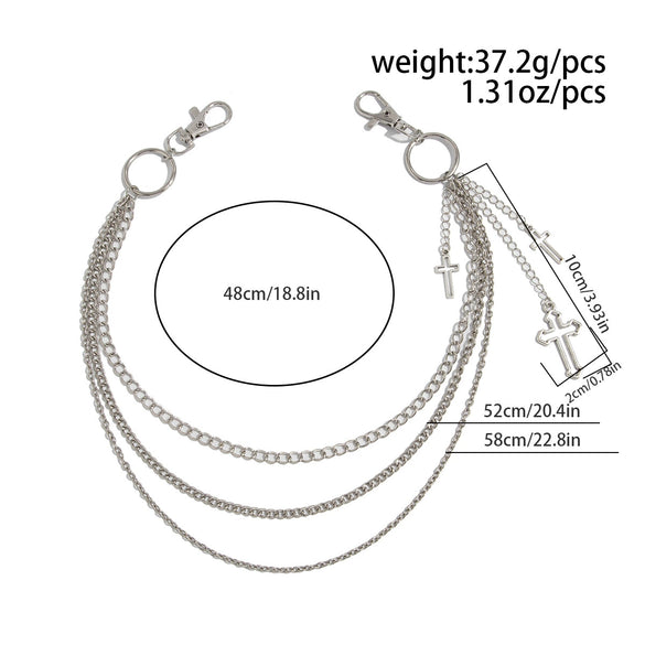 Men's Hiphop Punk Metal Chain Pants Chain Rock Jeans Waist Chain