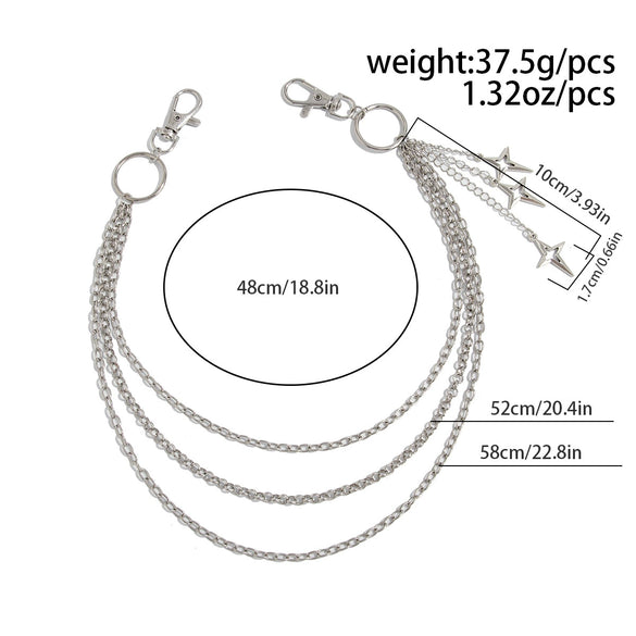 Men's Hiphop Punk Metal Chain Pants Chain Rock Jeans Waist Chain