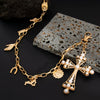 Men's Hiphop Punk Metal Pendant Waist Chain With Cross Crown Roman Numerals Electroplated