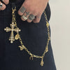 Men's Hiphop Punk Metal Pendant Waist Chain With Cross Crown Roman Numerals Electroplated