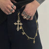 Men's Hiphop Punk Metal Pendant Waist Chain With Cross Crown Roman Numerals Electroplated