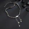 Men's Hiphop Specialshaped Imitation Pearl Geometric Fivepointed Star Tassel Clavicle Chain Handmade Alloy Jewelry