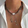 Men's Hiphop Specialshaped Imitation Pearl Geometric Fivepointed Star Tassel Clavicle Chain Handmade Alloy Jewelry