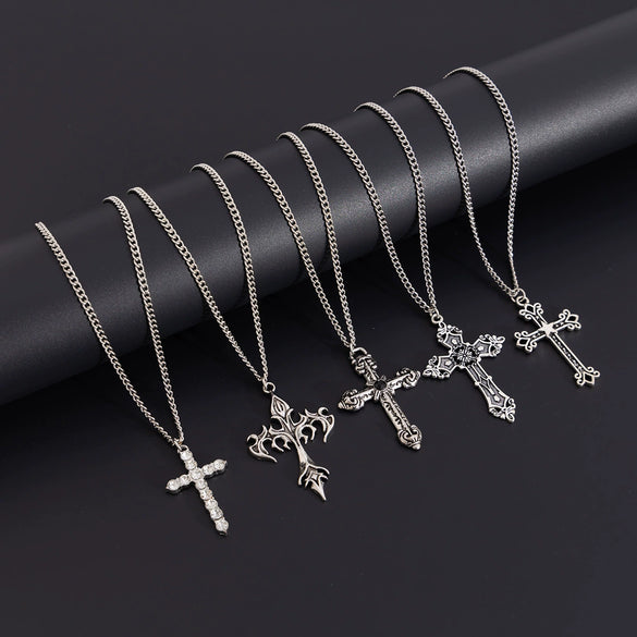 Men's Hiphop Street Style Geometric Alloy Handmade Cross Pendant Necklace