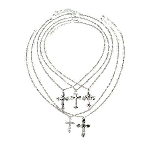 Men's Hiphop Street Style Geometric Alloy Handmade Cross Pendant Necklace