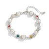Men's Hiphop Style Alloy Handmade Flower Pearl Bracelet