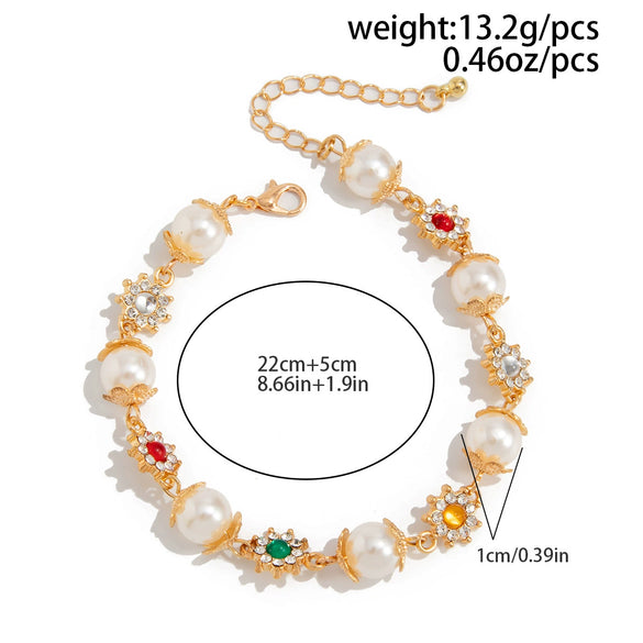 Men's Hiphop Style Alloy Handmade Flower Pearl Bracelet