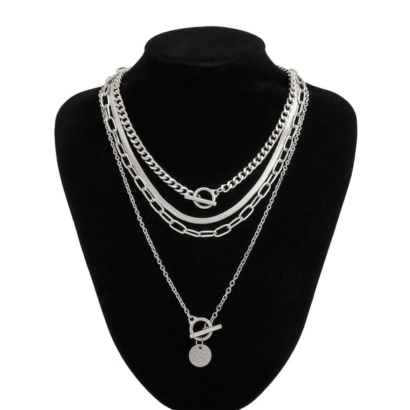 Men's Hiphop Style Alloy Handmade Geometric Flat Snake Chain Necklace