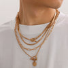 Men's Hiphop Style Alloy Handmade Geometric Flat Snake Chain Necklace