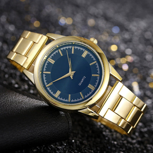 Men's Hiphop Style Alloy Watch With Round Dial And Stainless Steel Clasp