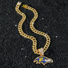Men's Hiphop Style Eagle Head Football Team Logo Pendant Necklace With Cuban Chain And Zinc Alloy Pendant Electroplated