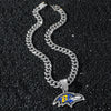 Men's Hiphop Style Eagle Head Football Team Logo Pendant Necklace With Cuban Chain And Zinc Alloy Pendant Electroplated