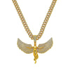 Men's Hiphop Style Exaggerated Angel Wings Pendant Necklace With Cuban Chain Zinc Alloy Electroplated Geometric Pattern