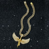 Men's Hiphop Style Exaggerated Angel Wings Pendant Necklace With Cuban Chain Zinc Alloy Electroplated Geometric Pattern