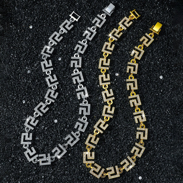 Men's Hiphop Style Geometric Zinc Alloy Cuban Chain Necklace With Electroplating Treatment