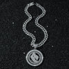 Men's Hiphop Style Rotating Letter Pendant Necklace Cuban Chain Zinc Alloy Electroplating