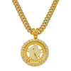 Men's Hiphop Style Rotating Letter Pendant Necklace Cuban Chain Zinc Alloy Electroplating