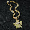 Men's Hiphop Style Zinc Alloy Cuban Chain Pendant Necklace With Diamond Pattern And Electroplating
