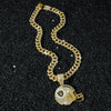 Men's Hiphop Style Zinc Alloy Cuban Chain With Football Team Logo Pendant Necklace Electroplated