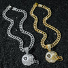 Men's Hiphop Style Zinc Alloy Cuban Chain With Football Team Logo Pendant Necklace Electroplated