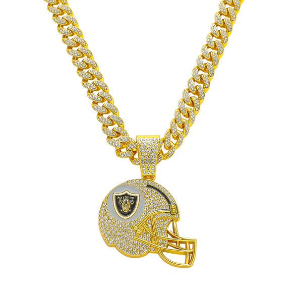 Men's Hiphop Style Zinc Alloy Cuban Chain With Football Team Logo Pendant Necklace Electroplated