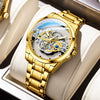 Men's Hollow Transparent Automatic Watch Alloy Stainless Steel Round Waterproof Luminous Leisure Style