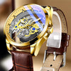 Men's Hollow Transparent Automatic Watch Alloy Stainless Steel Round Waterproof Luminous Leisure Style