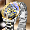 Men's Hollow Transparent Automatic Watch Alloy Stainless Steel Round Waterproof Luminous Leisure Style